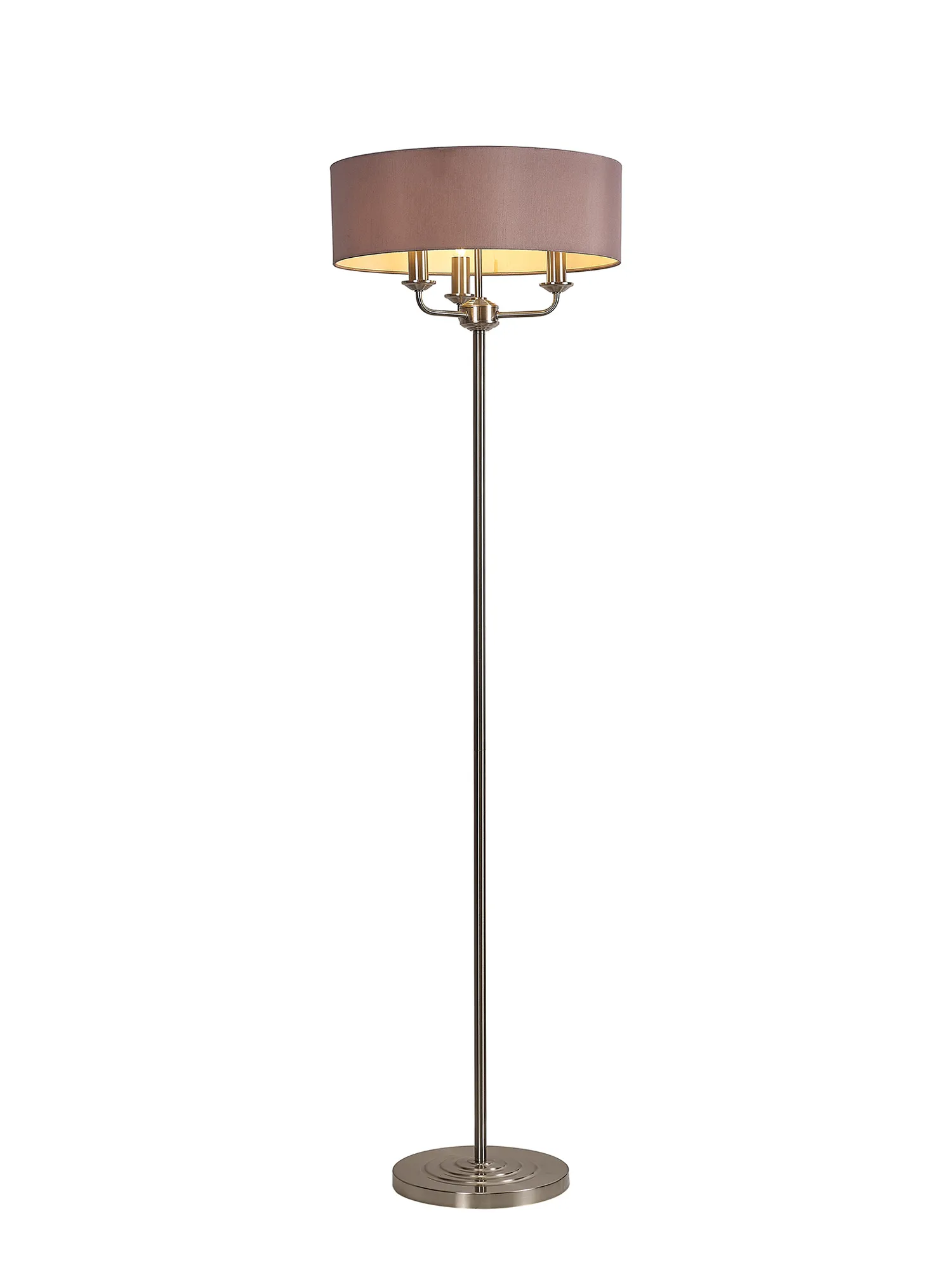 Banyan 45cm 3 Light Floor Lamp Satin Nickel, Taupe